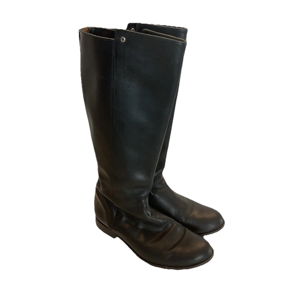 Frye Women's Melissa Black Leather Riding Knee High Tall calf Boots 7.5M zip up
